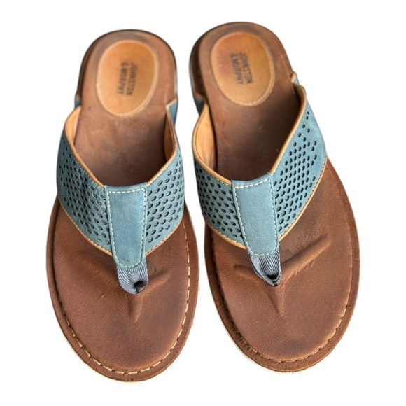 Johnston & Murphy Prescott Thong Sandals Size 10 Stone Blue Leather Thong Sandal - Picture 2 of 13